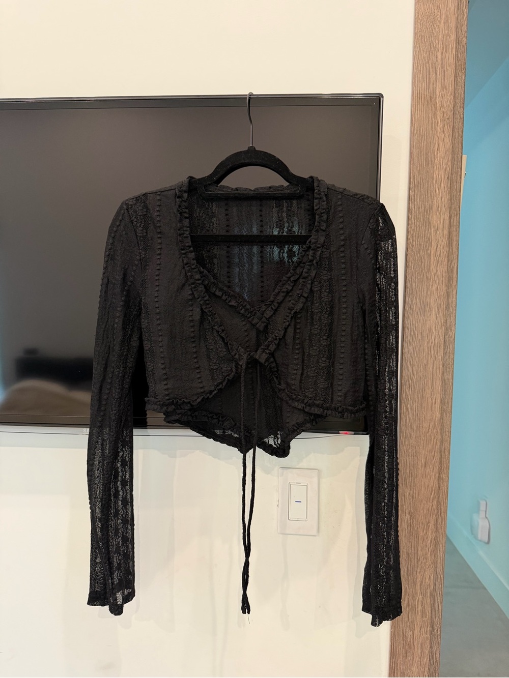 Tiger Mist Black lace two piece long sleeve top